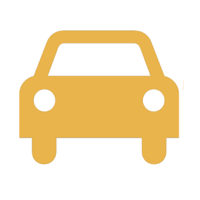 Yellow car icon, front view, simple design for vehicles or car-related services.