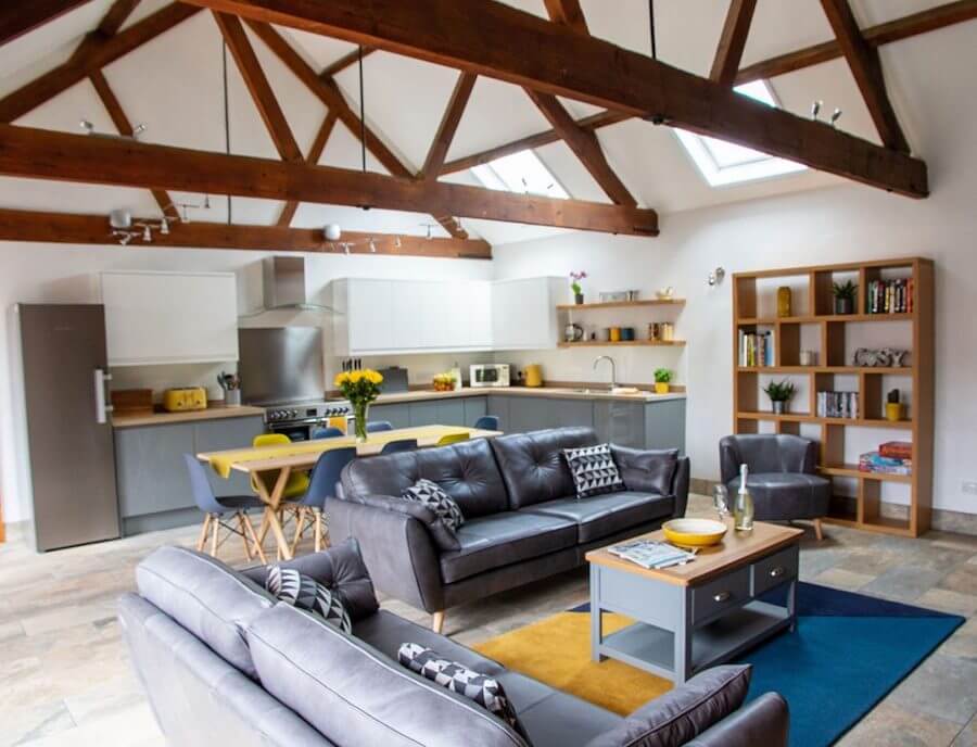 Interior of a self-catering Norfolk coastal barn, suitable for families and groups